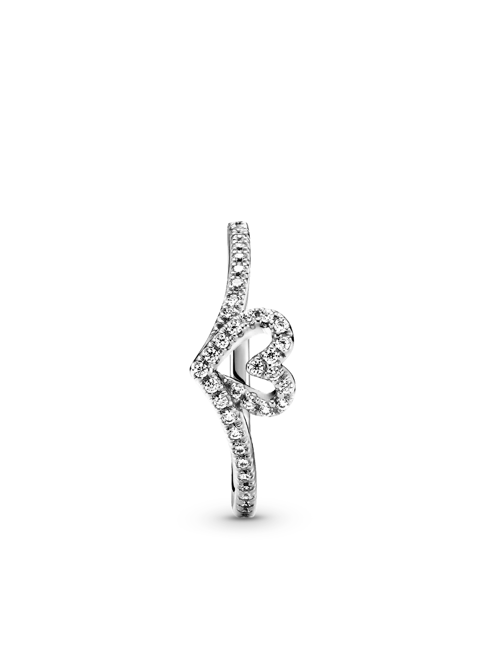 Sparkling Wishbone Heart Ring