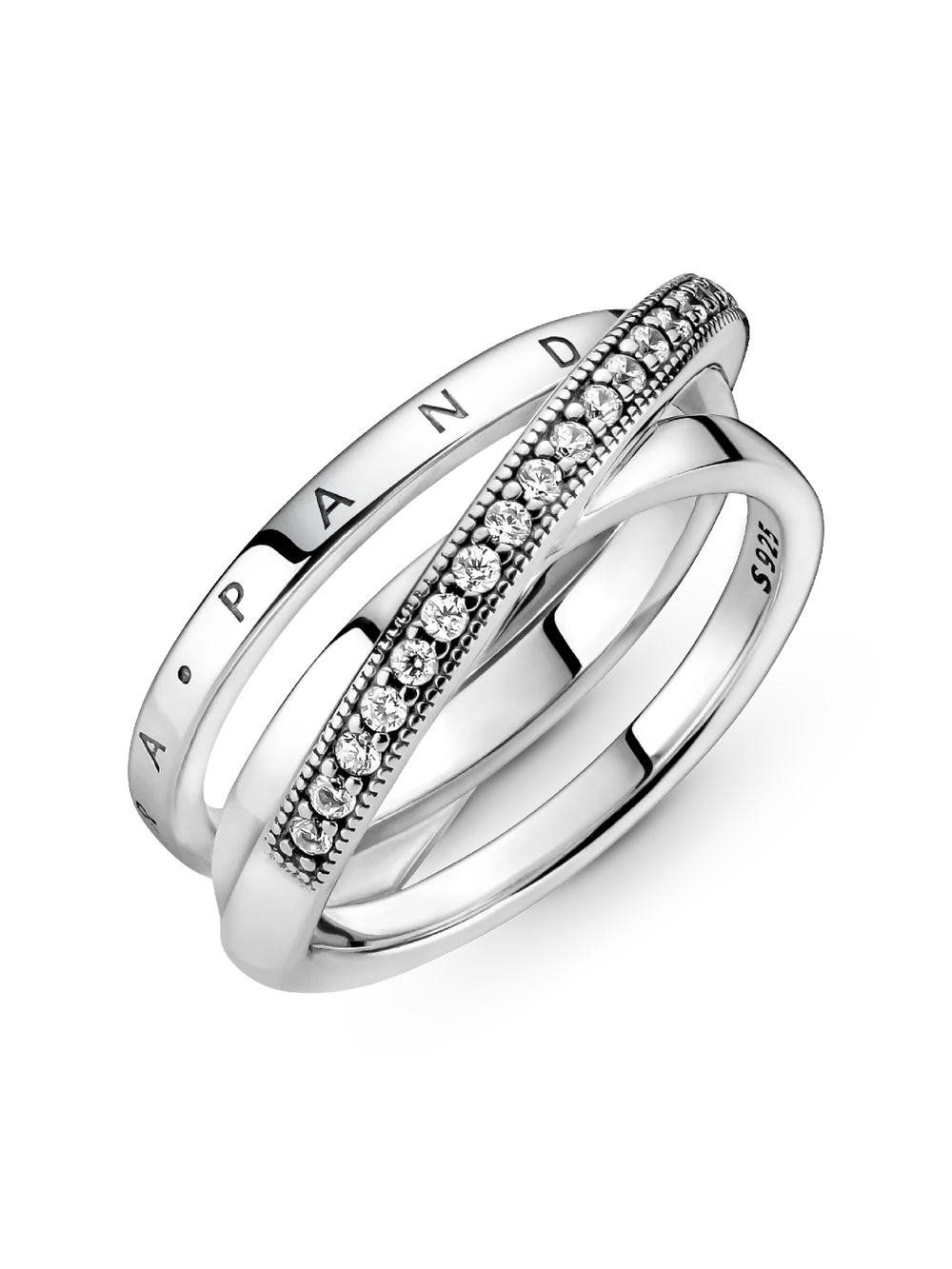 Crossover Pavé Triple Band Ring