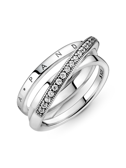 Crossover Pavé Triple Band Ring