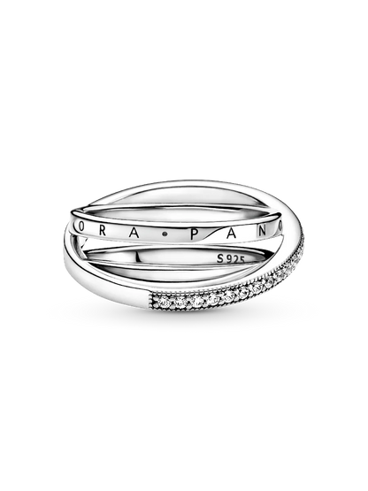 Crossover Pavé Triple Band Ring
