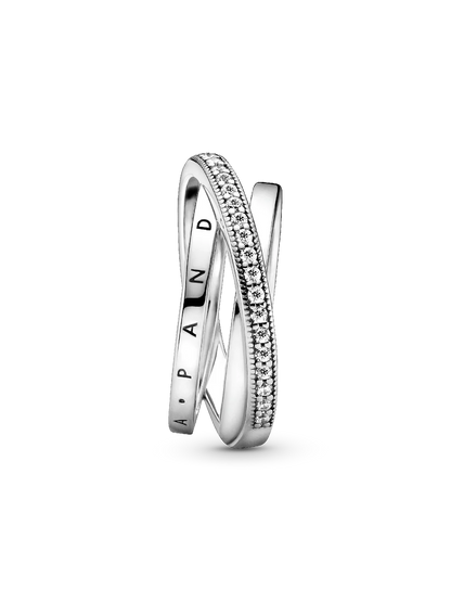 Crossover Pavé Triple Band Ring