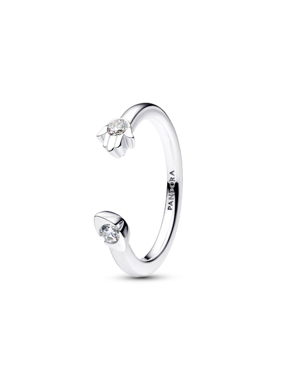 Pandora Talisman Sterling Silver Lab-Grown Diamond Evil Eye & Hamsa Hand Open Ring