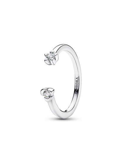 Pandora Talisman Sterling Silver Lab-Grown Diamond Heart & Star Open Ring