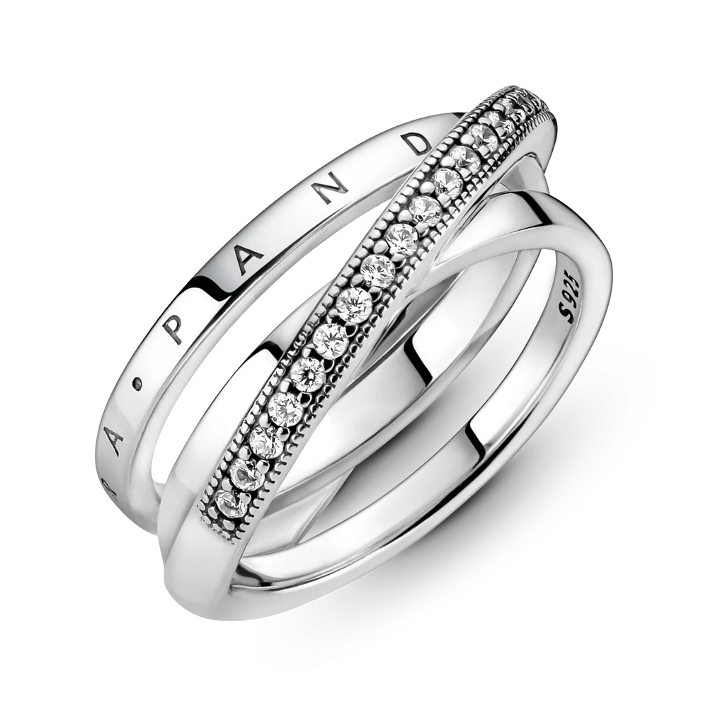 Crossover Pavé Triple Band Ring