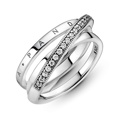 Crossover Pavé Triple Band Ring