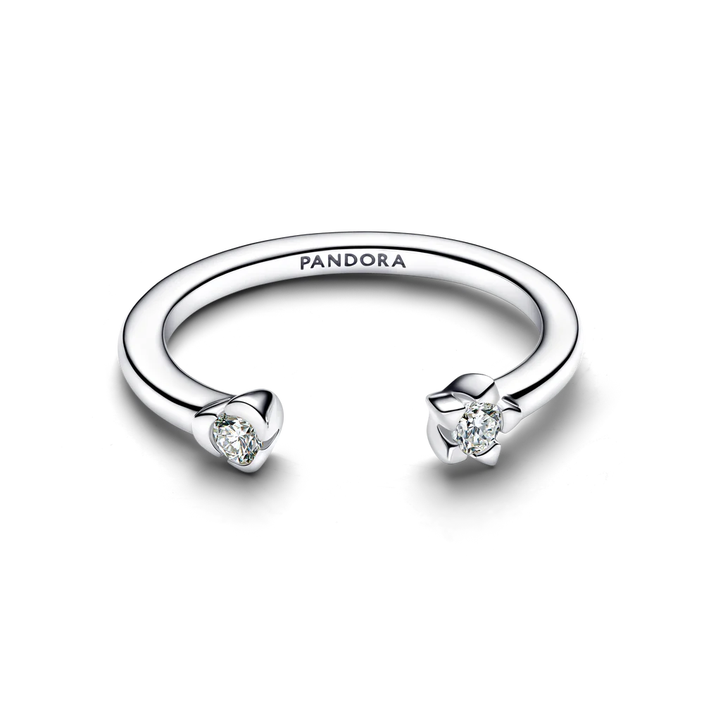 Pandora Talisman Sterling Silver Lab-Grown Diamond Heart & Star Open Ring