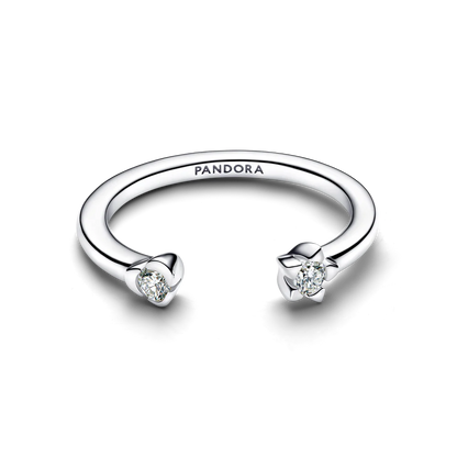 Pandora Talisman Sterling Silver Lab-Grown Diamond Heart & Star Open Ring