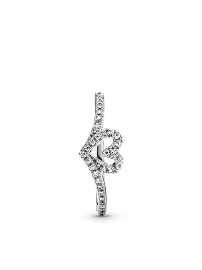 Sparkling Wishbone Heart Ring