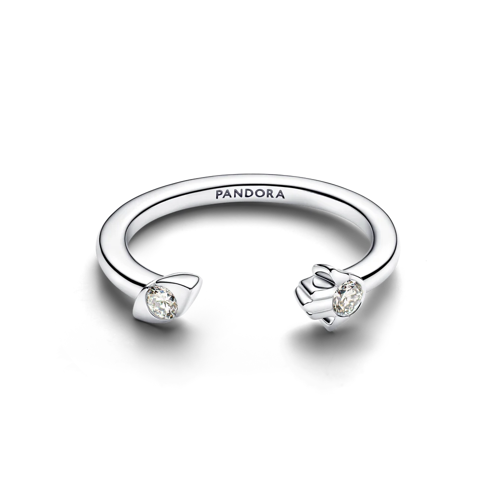 Pandora Talisman Sterling Silver Lab-Grown Diamond Evil Eye & Hamsa Hand Open Ring