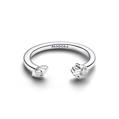 Pandora Talisman Sterling Silver Lab-Grown Diamond Evil Eye & Hamsa Hand Open Ring