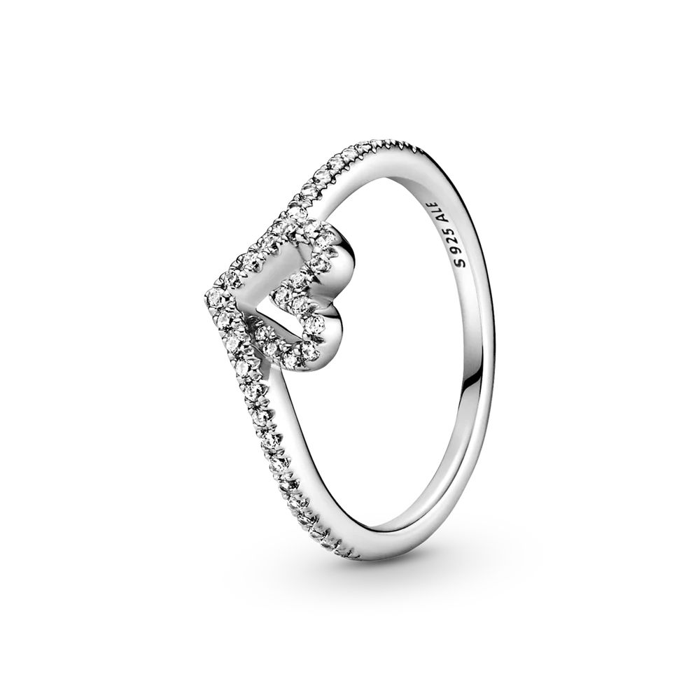 Sparkling Wishbone Heart Ring