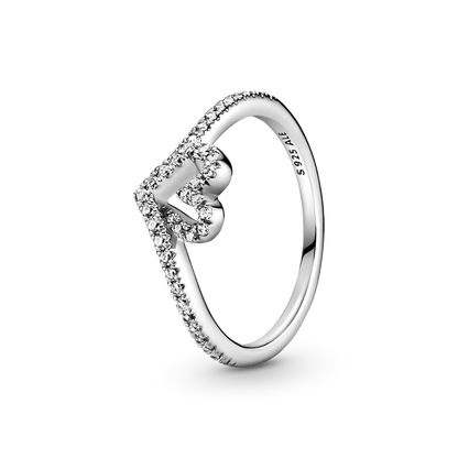 Sparkling Wishbone Heart Ring