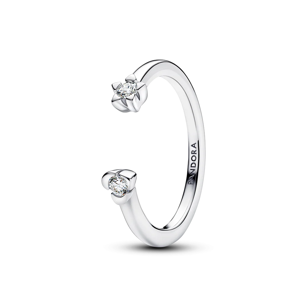 Pandora Talisman Sterling Silver Lab-Grown Diamond Heart & Star Open Ring