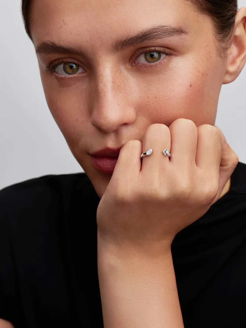 Pandora Talisman Sterling Silver Lab-Grown Diamond Evil Eye & Hamsa Hand Open Ring