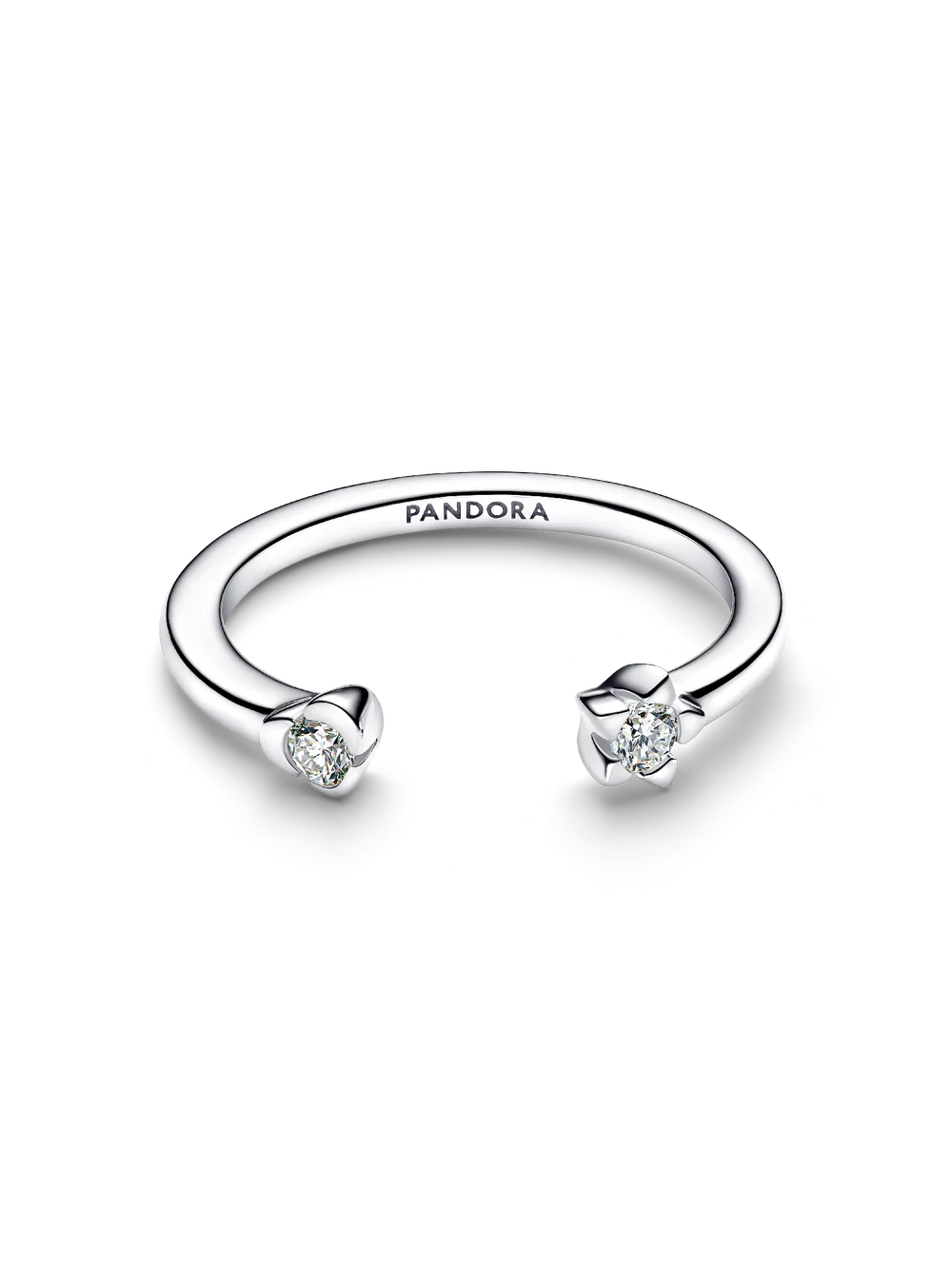 Pandora Talisman Sterling Silver Lab-Grown Diamond Heart & Star Open Ring