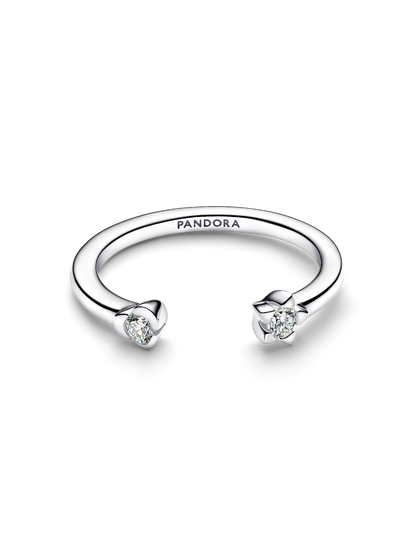 Pandora Talisman Sterling Silver Lab-Grown Diamond Heart & Star Open Ring