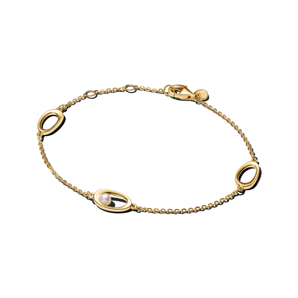 Organically Shaped Oval & Treated Freshwater Cultured Pearl Bracelet