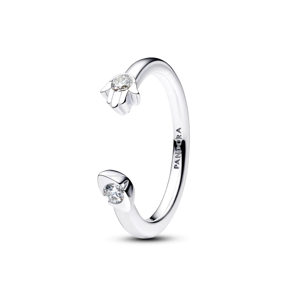 Pandora Talisman Sterling Silver Lab-Grown Diamond Evil Eye & Hamsa Hand Open Ring