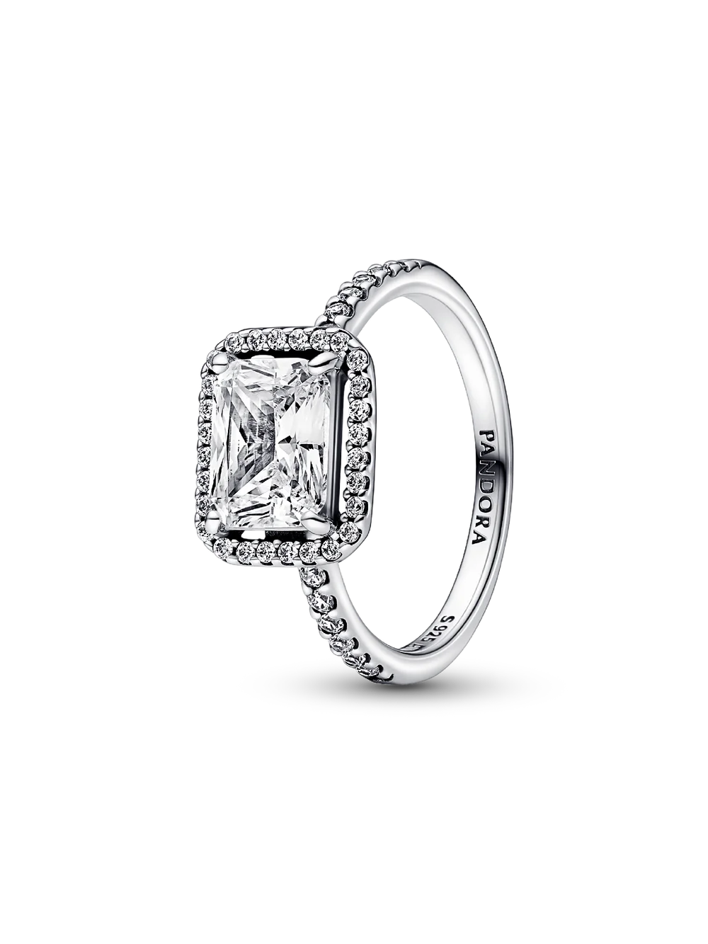 Rectangular Sparkling Halo Ring