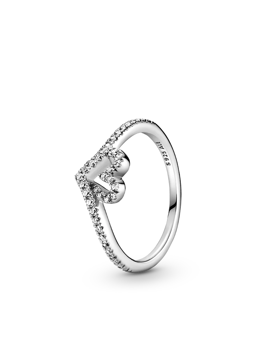 Sparkling Wishbone Heart Ring