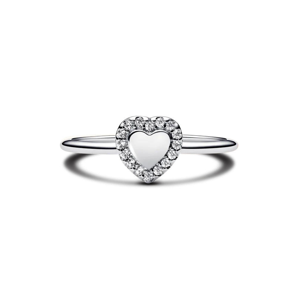 Engravable Heart Halo Ring
