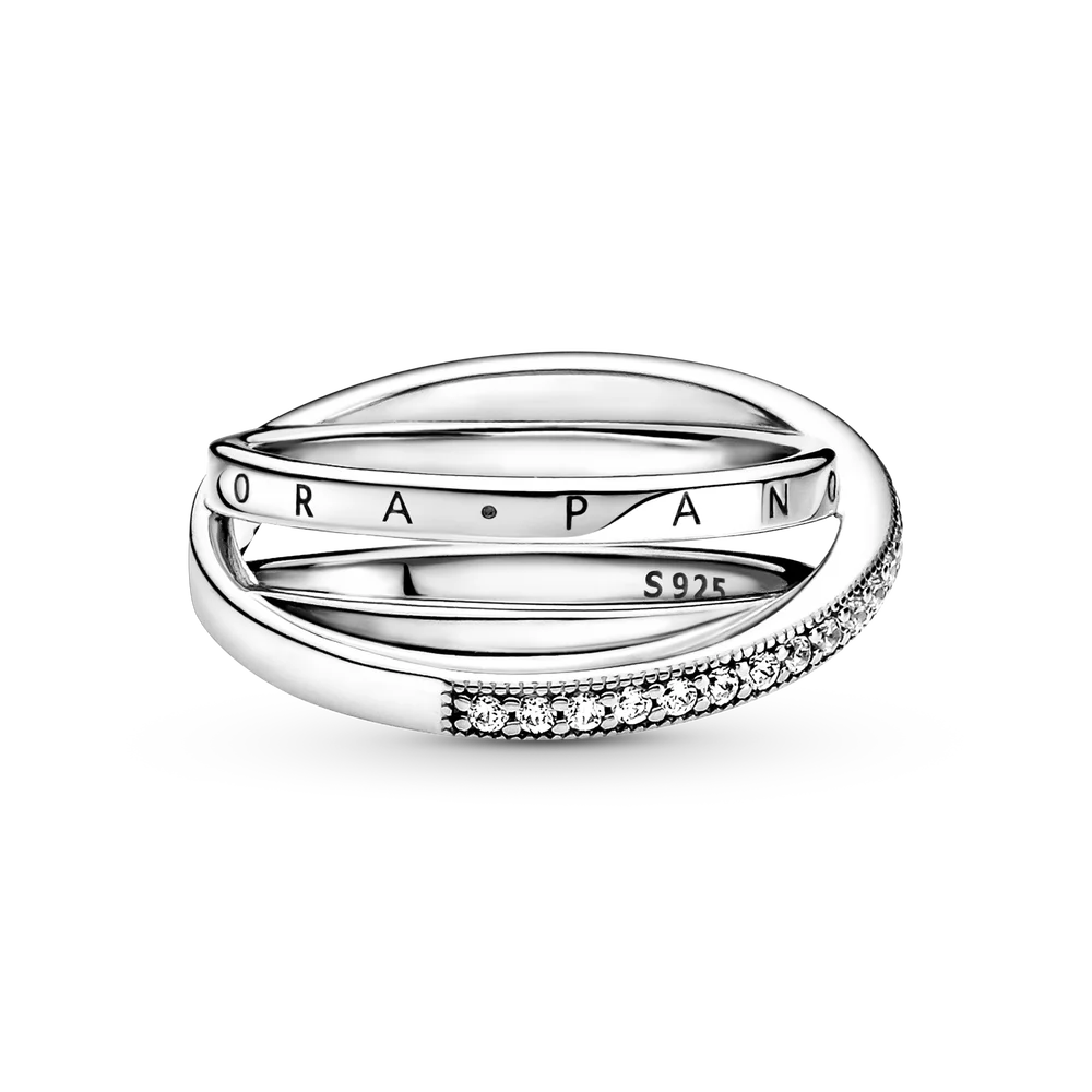 Crossover Pavé Triple Band Ring