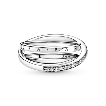 Crossover Pavé Triple Band Ring