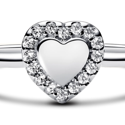 Engravable Heart Halo Ring