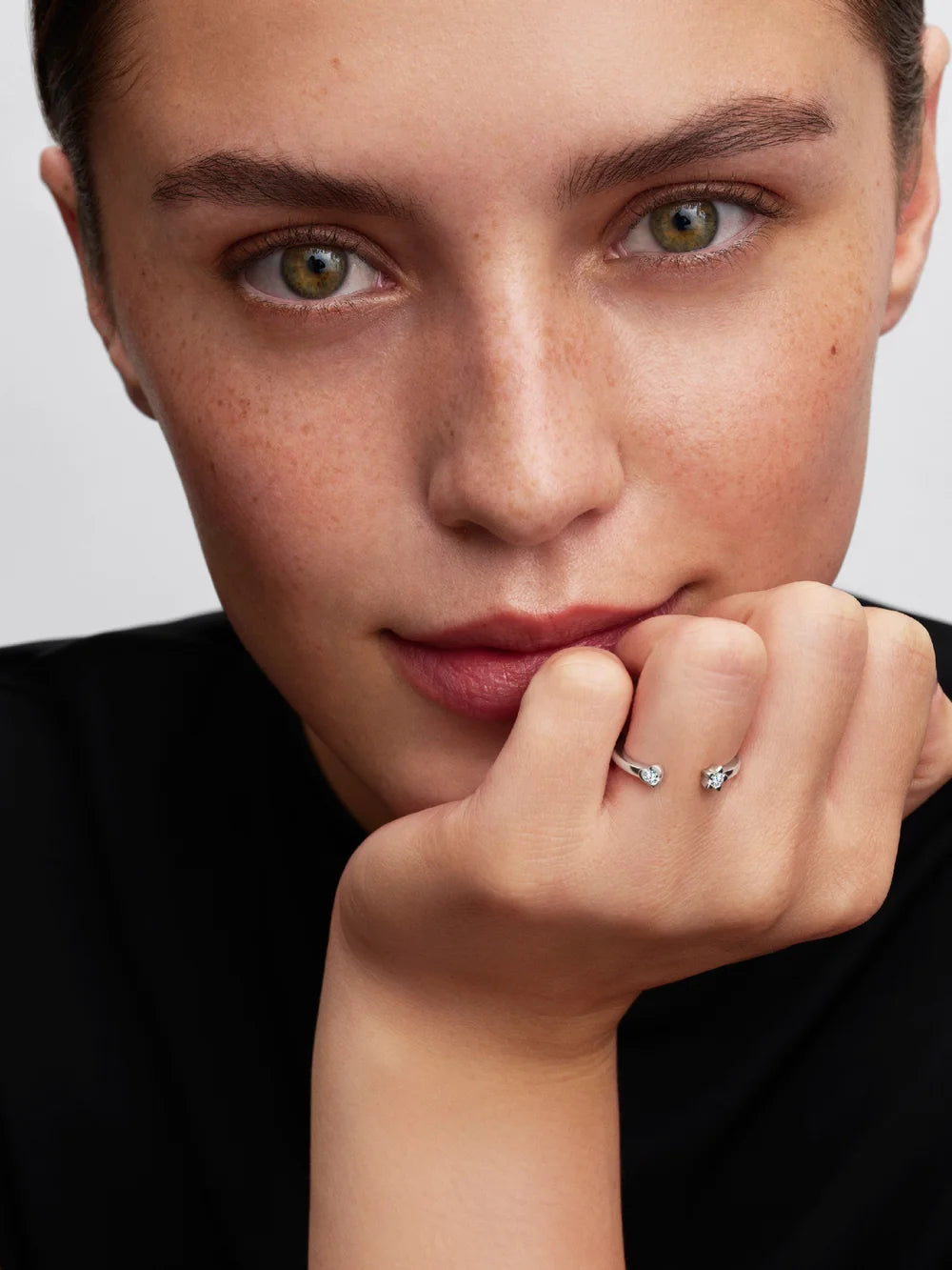 Pandora Talisman Sterling Silver Lab-Grown Diamond Heart & Star Open Ring