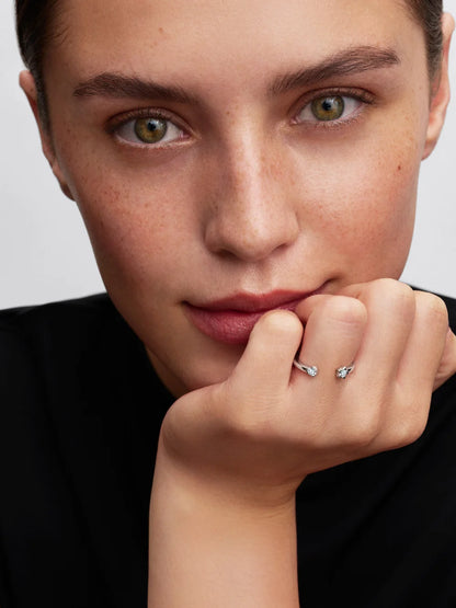 Pandora Talisman Sterling Silver Lab-Grown Diamond Heart & Star Open Ring