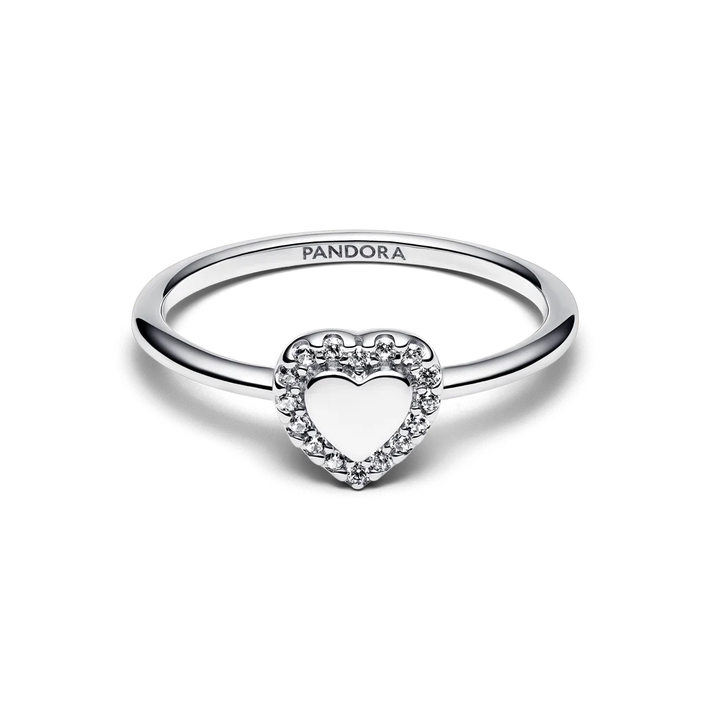 Engravable Heart Halo Ring