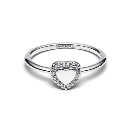 Engravable Heart Halo Ring