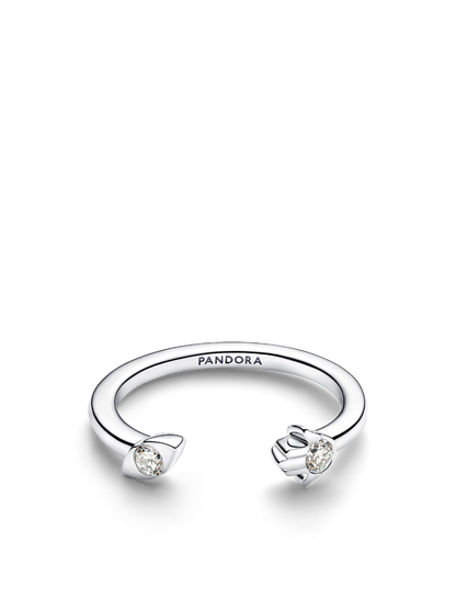 Pandora Talisman Sterling Silver Lab-Grown Diamond Evil Eye & Hamsa Hand Open Ring
