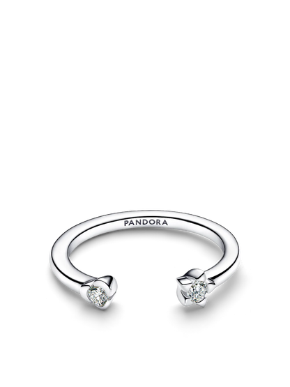 Pandora Talisman Sterling Silver Lab-Grown Diamond Heart & Star Open Ring