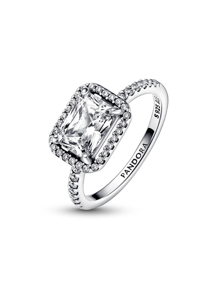 Rectangular Sparkling Halo Ring