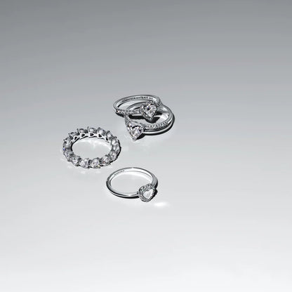 Engravable Heart Halo Ring