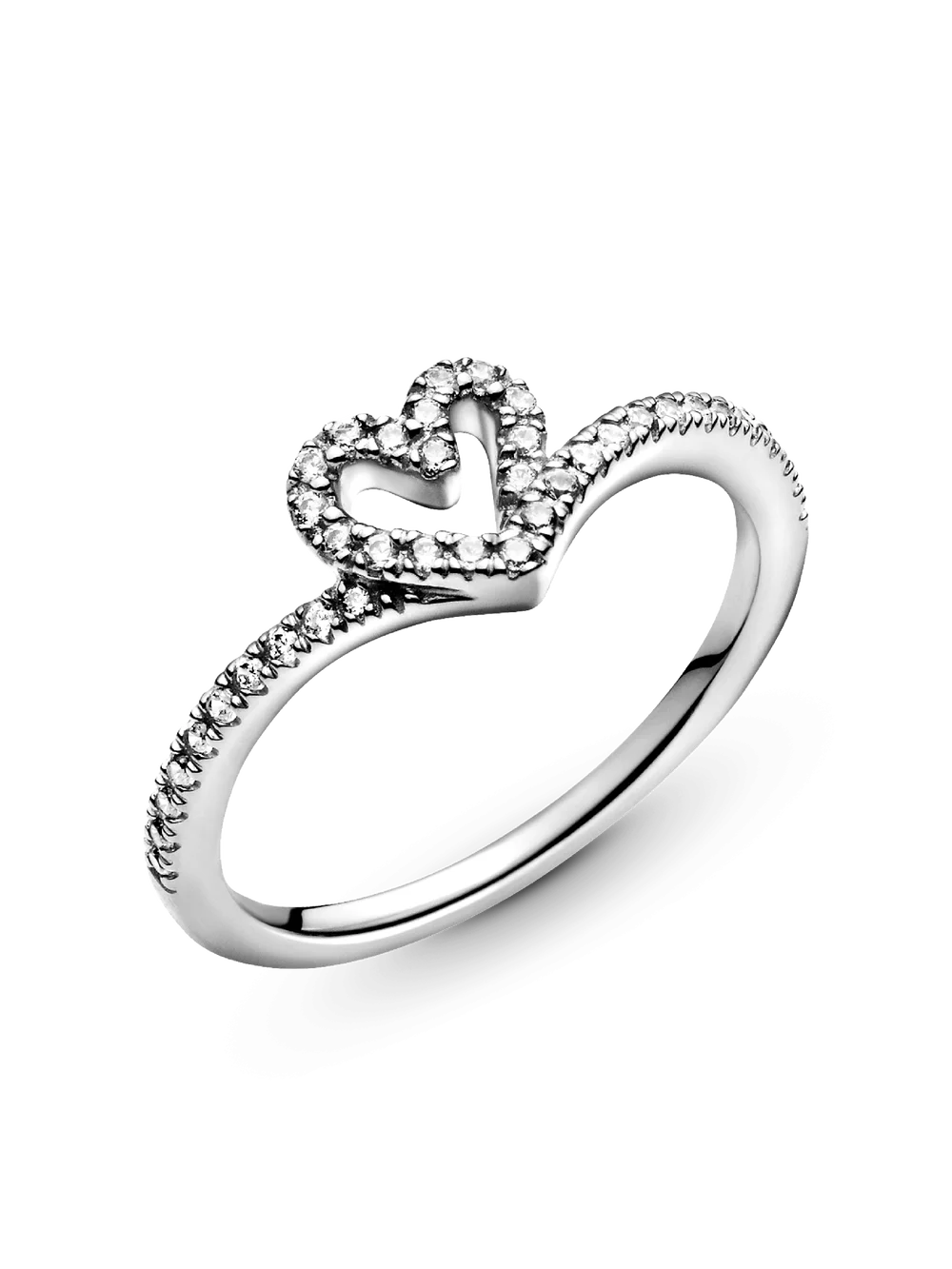 Sparkling Wishbone Heart Ring