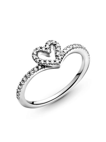 Sparkling Wishbone Heart Ring