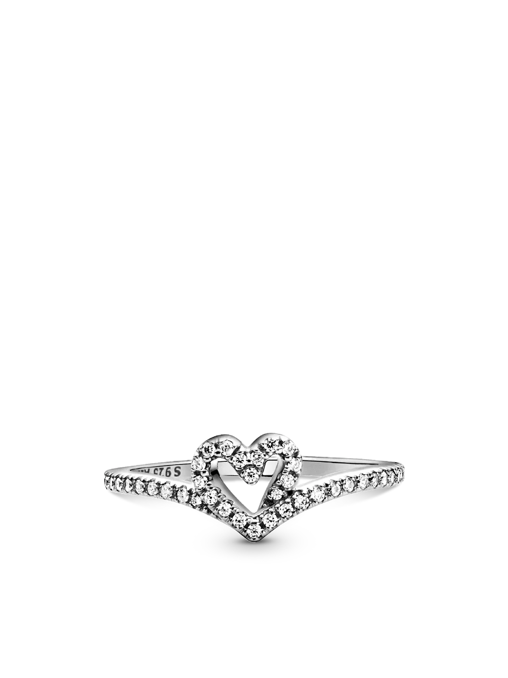 Sparkling Wishbone Heart Ring