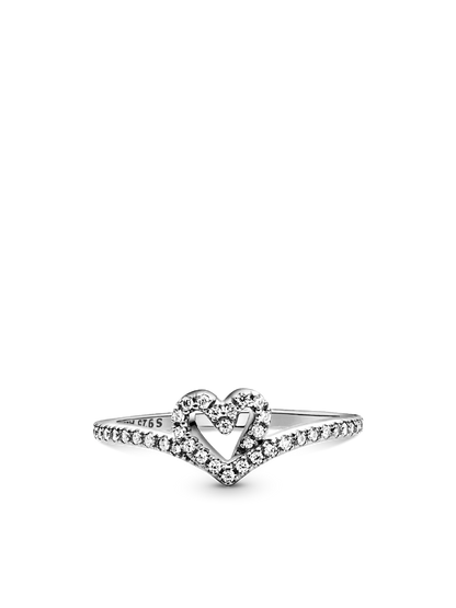 Sparkling Wishbone Heart Ring