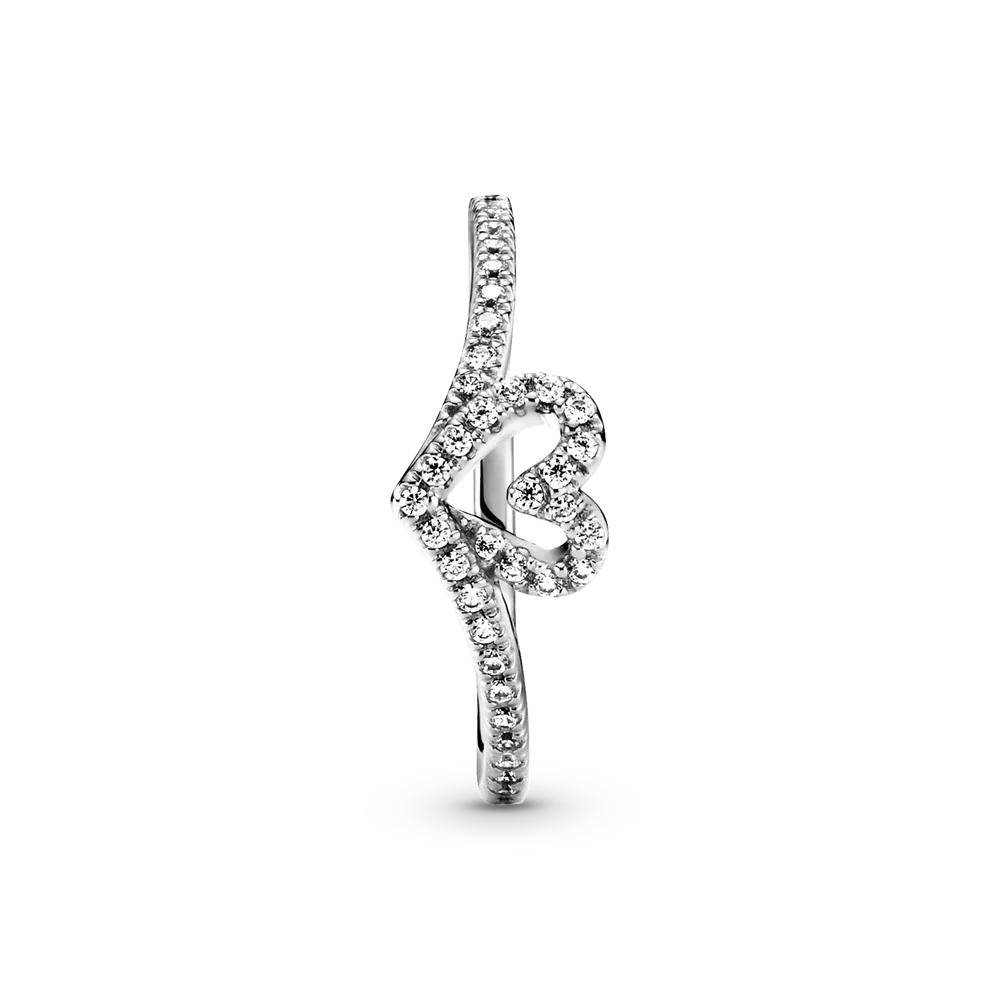 Sparkling Wishbone Heart Ring