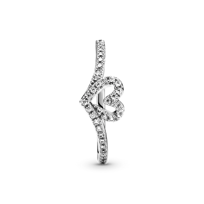 Sparkling Wishbone Heart Ring