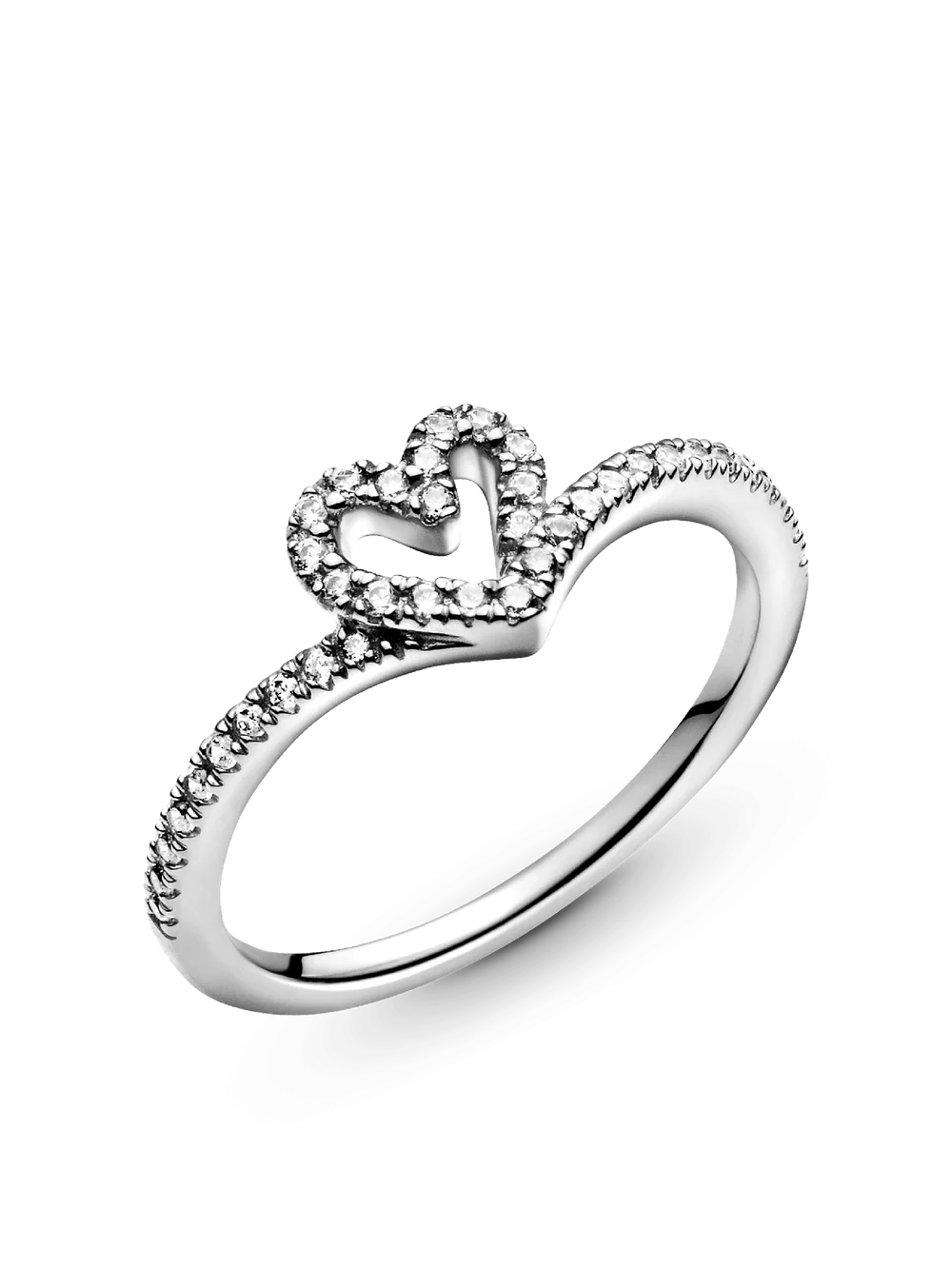 Sparkling Wishbone Heart Ring