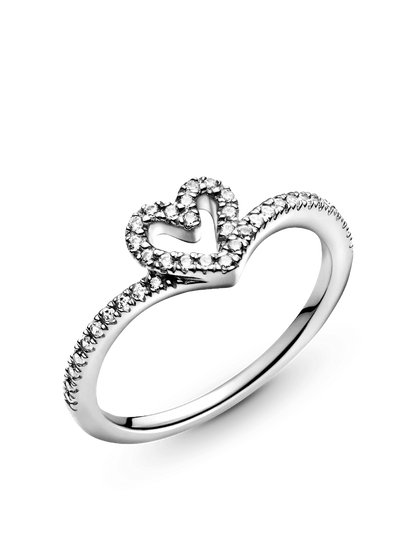 Sparkling Wishbone Heart Ring