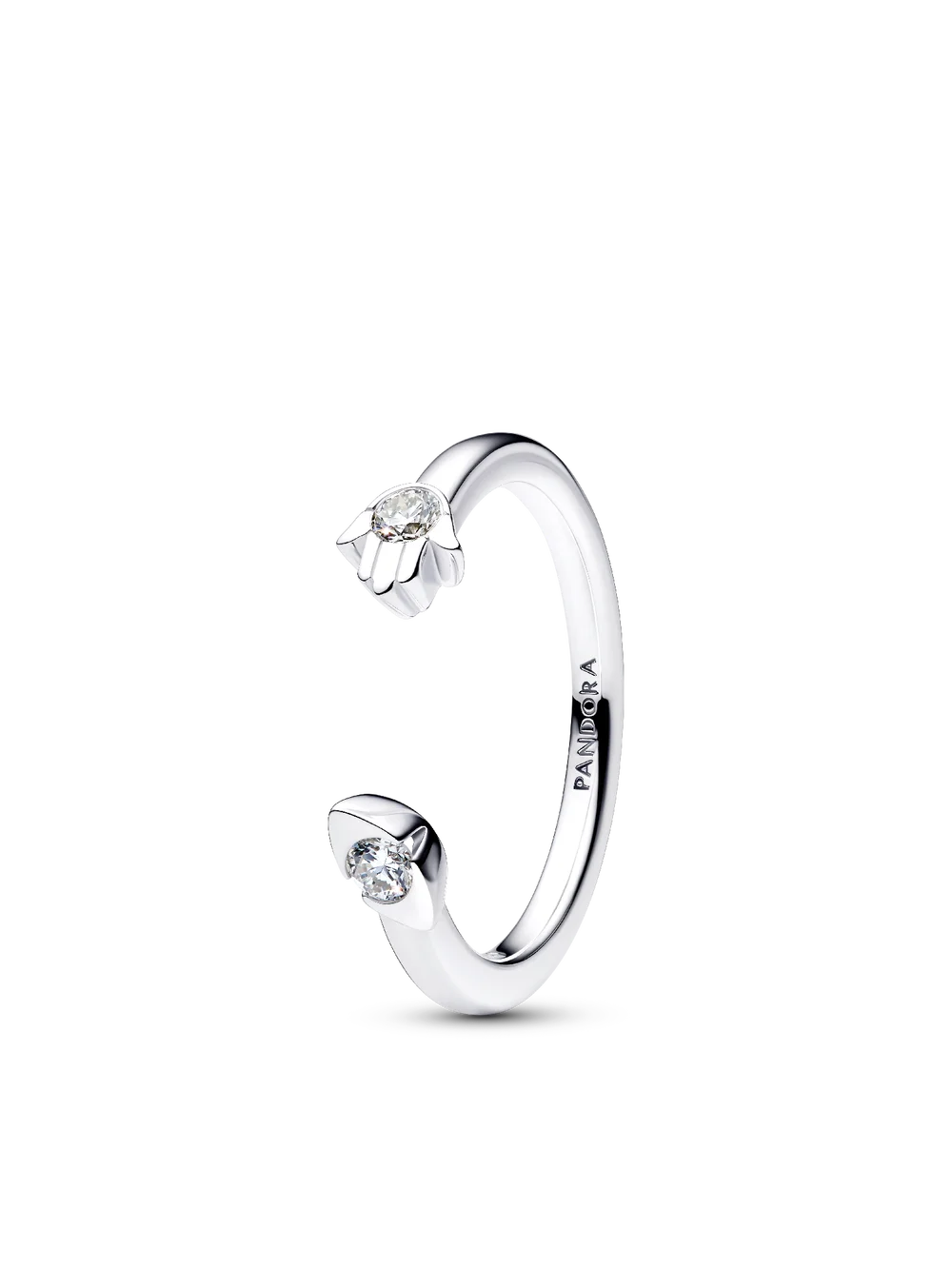 Pandora Talisman Sterling Silver Lab-Grown Diamond Evil Eye & Hamsa Hand Open Ring