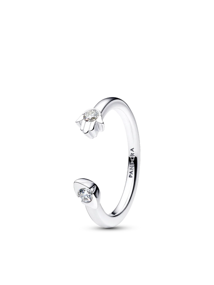 Pandora Talisman Sterling Silver Lab-Grown Diamond Evil Eye & Hamsa Hand Open Ring