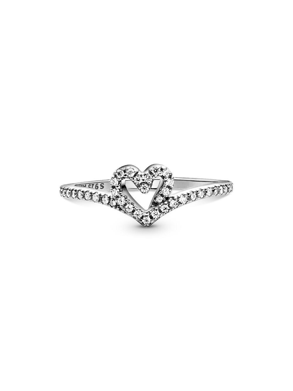 Sparkling Wishbone Heart Ring