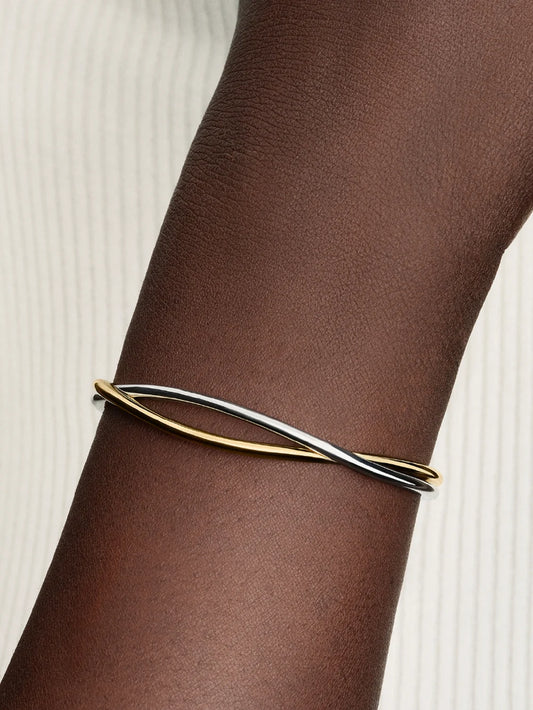 Entwined Two-Tone Open Bangle