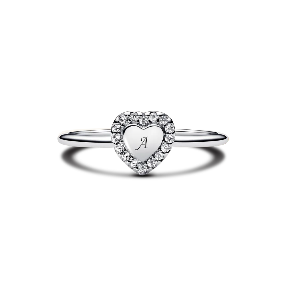 Engravable Heart Halo Ring