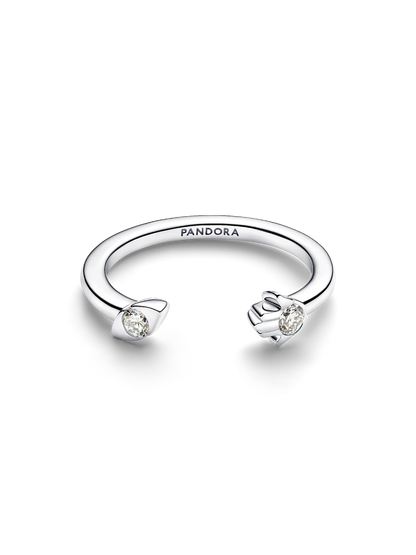 Pandora Talisman Sterling Silver Lab-Grown Diamond Evil Eye & Hamsa Hand Open Ring